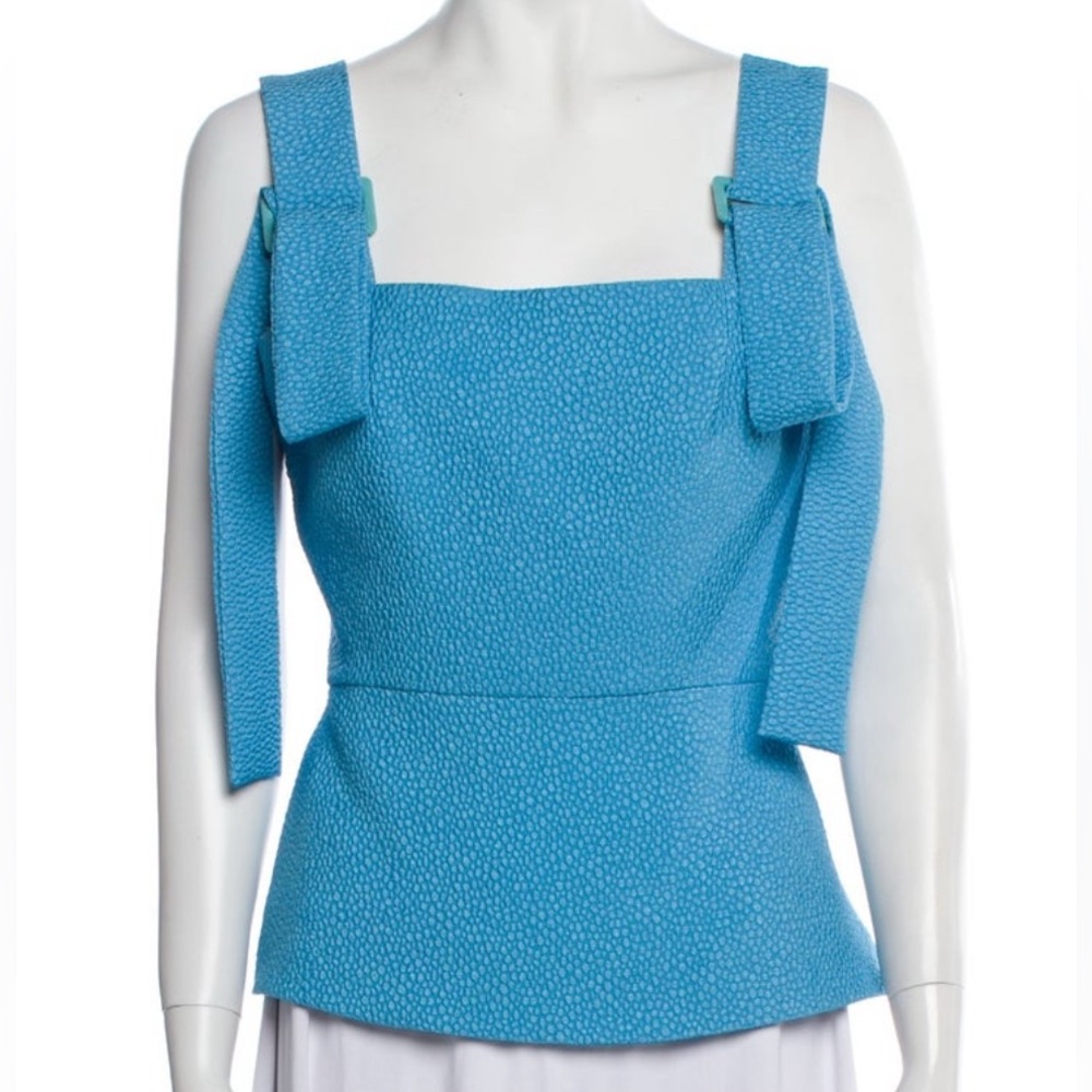 Edeline Lee Square Neckline Sleeveless Top in blue